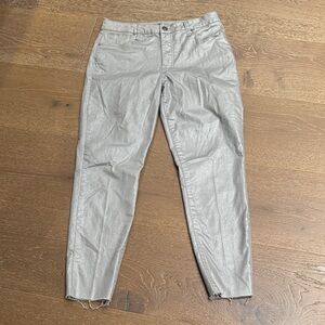 KUT from the Kloth Charlize High-Rise Cigarette Jeans | Silver Metallic Size 10